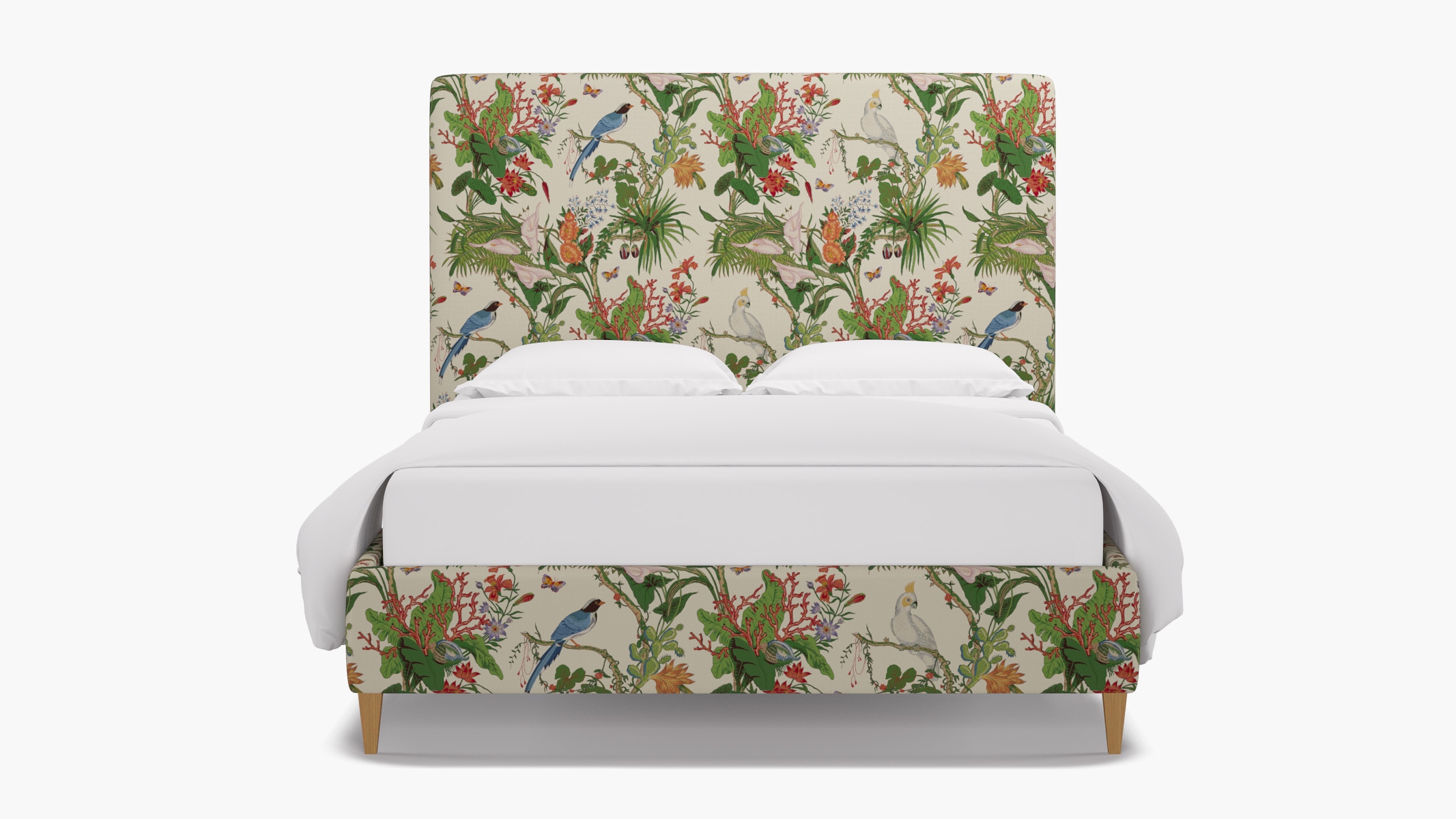 Classic Bed, White Cinque Terra, Natural Square Tapered Leg, King - Image 0