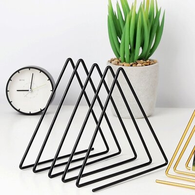 Nordic Style Triangle Iron Storage Rack Book Magazine Holder Desktop Shelf Stand - Image 0