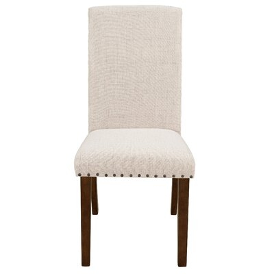 Upholstered Dining Chairs - Dining Chairs Set Of 2 Fabric Dining Chairs With Copper Nails And Solid Wood Legs - Image 0