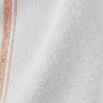 European Flax Linen Embroidered Stripe Curtain, White/Misty Rose, 48"x84" - Image 1