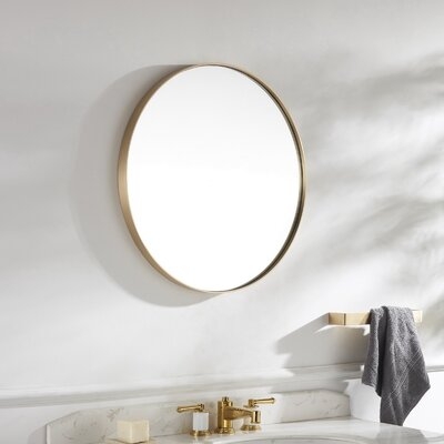 Mercer41 23.6 Inch Round Brass Wall Mirror , Gold Circle Mirror , Brass Frame Decorative Mirror ,Entryway Living Room Bathroom Vanity Mirror - Image 0