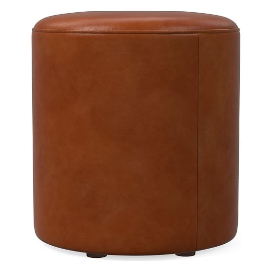 Open Box: Isla Small Ottoman, Poly, Leather, Old Saddle, Concealed Supports - Image 0