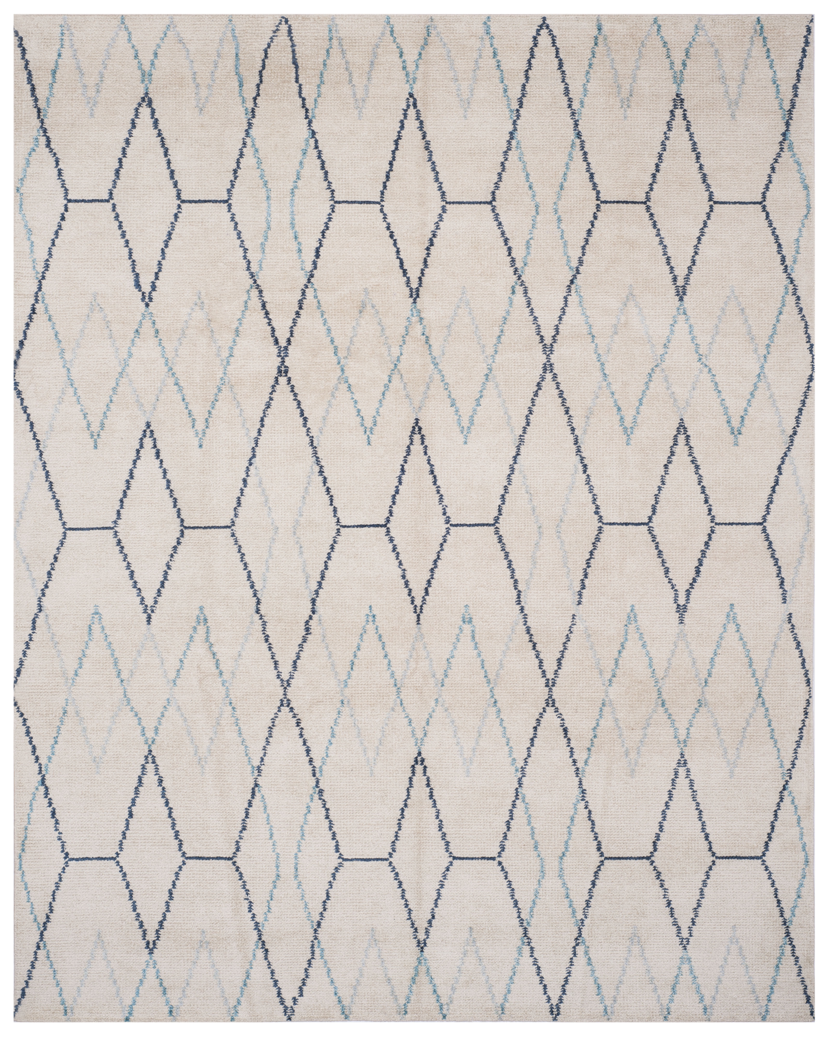 Arlo Home Hand Knotted Area Rug, STW903A, Ivory/Blue,  8' X 10' - Image 0