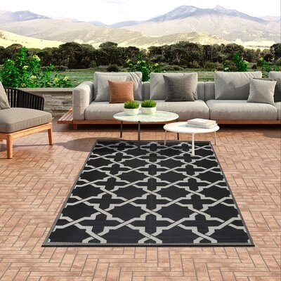 Posted Geometric Black Indoor / Outdoor Area Rug - Image 0