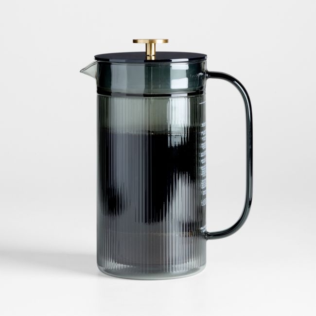 Bodum x Crate & Barrel Verona Smoke Double Wall French Press with Brass Knob - Image 0