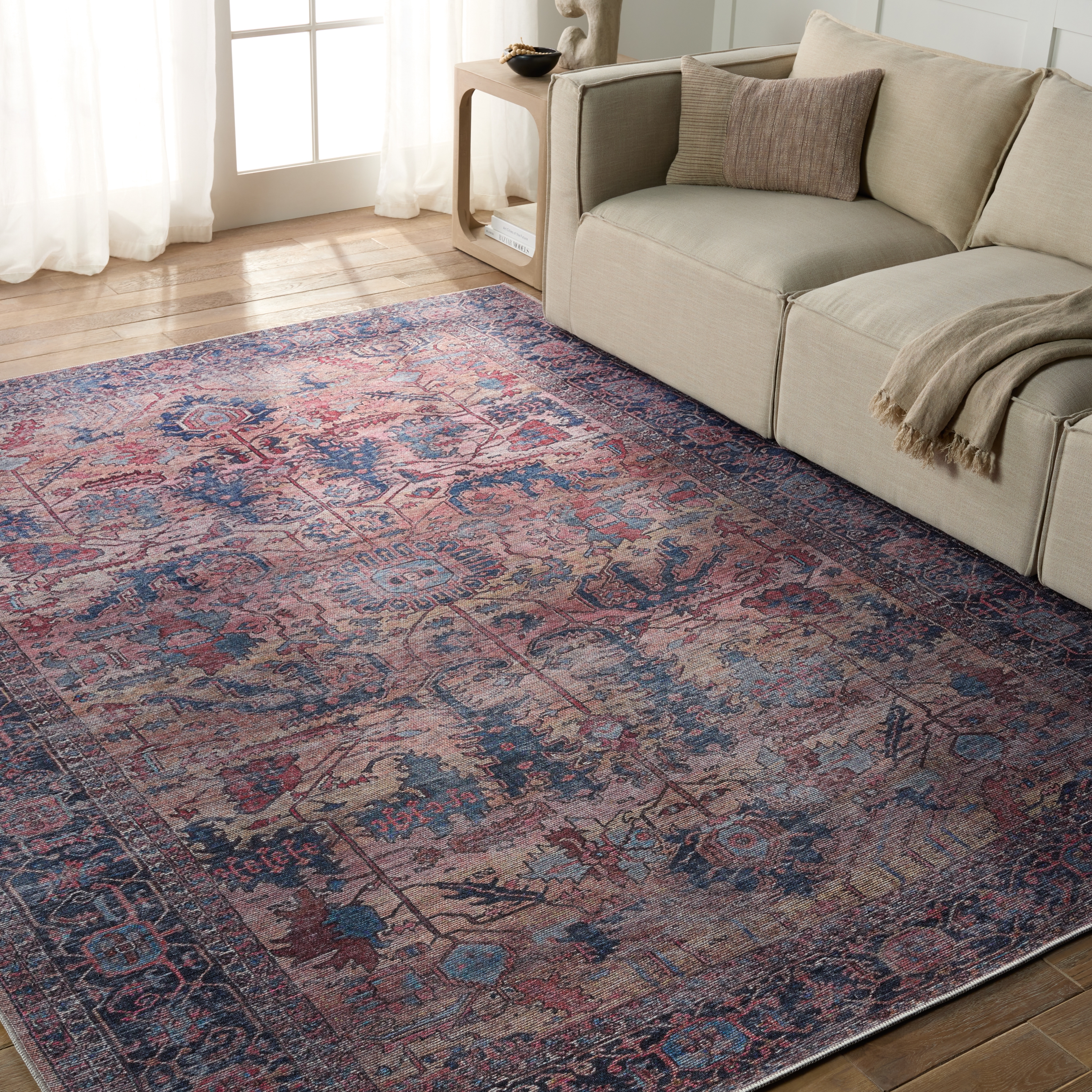 Vibe by Ainsworth Medallion Blue/ Pink Runner Rug (3'X8') - Image 4