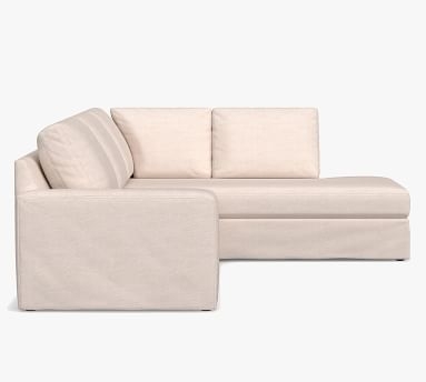 Big Sur Square Arm Slipcovered Left-Arm Loveseat Return Bumper Sectional, Down Blend Wrapped Cushions, Twill White - Image 4