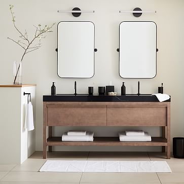 Glenn Double Bathroom Vanity, 72" Wide, Whitewash Oak - Image 1