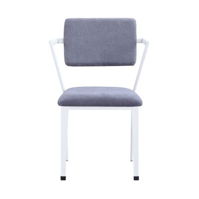 Chair, Gray Fabric & White - Image 0