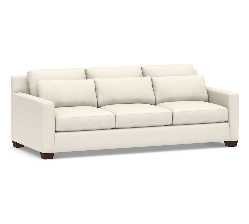 York Square Arm Upholstered Deep Seat Grand Sofa, Down Blend Wrapped Cushions, Textured Twill Ivory - Image 0