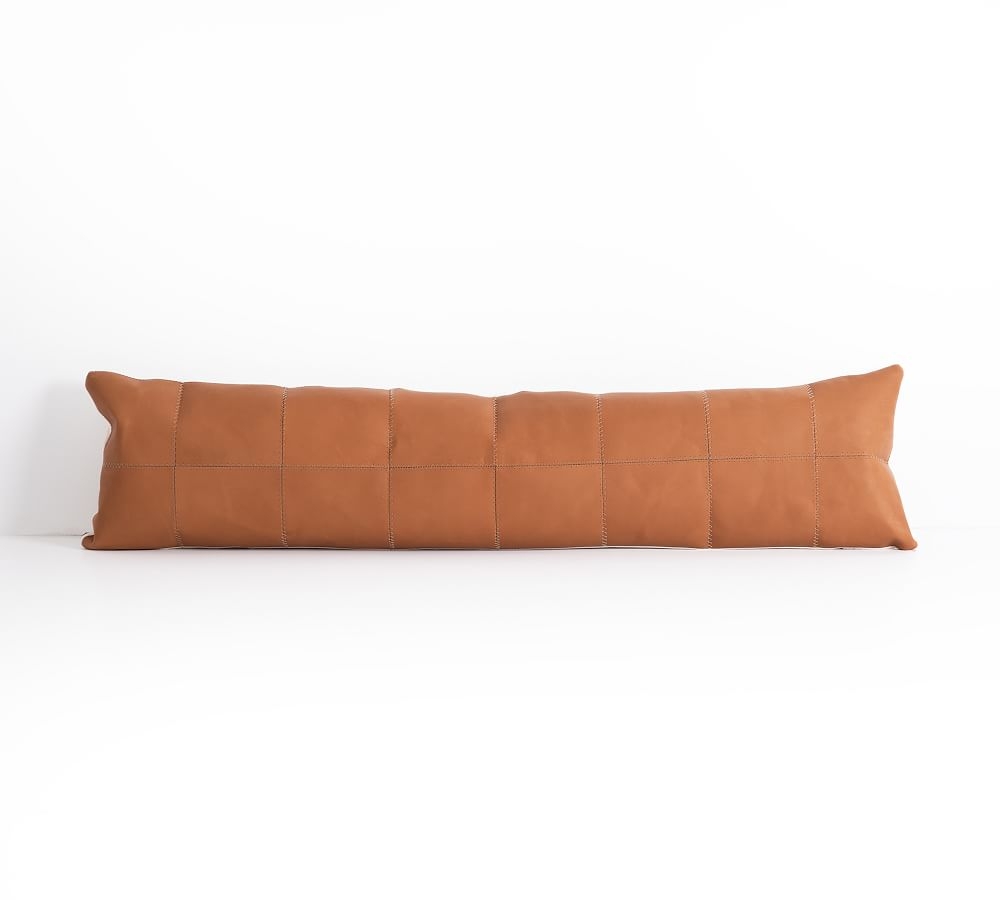 Garrit Leather Lumbar Pillow, 12" x 48", Cognac - Image 0