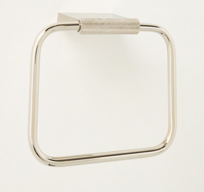 Nicolo Knurled Polished Nickel Towel Ring - Image 1