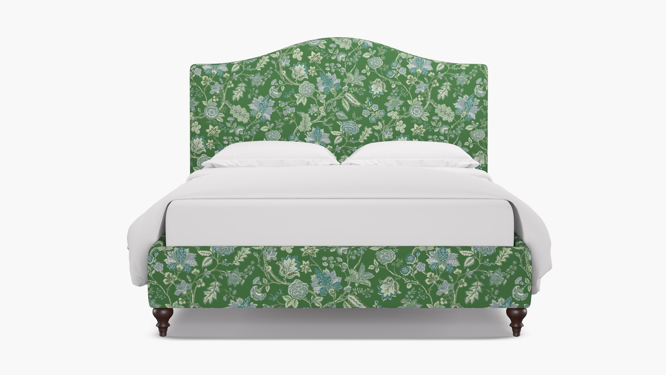 Camelback Bed, Green La Vendee, Espresso Traditional Turned Leg, Twin - Image 0