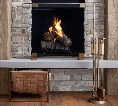 Vail 5-Piece Fireplace Tool Set, Brass - Image 1