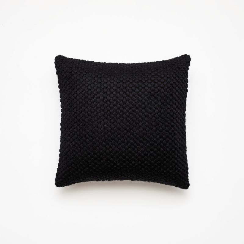 Remy Black Pillow with Feather-Down Insert, 18" x 18" - Image 0
