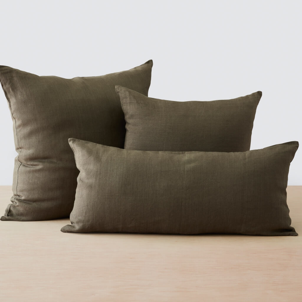 The Citizenry Prisha Linen Pillow | 20" x 20" | Olive - Image 1