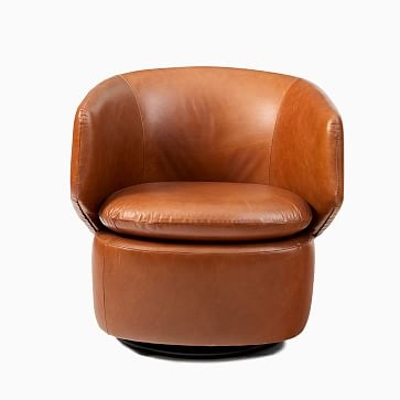 Crescent Swivel Chair, Poly, Vegan Leather, Cinder - Image 2