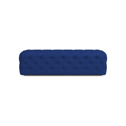 Deep Tufted Bench, Standard Cushion, Perennials Performance Basketweave, Denim, Heritage Gray - Image 0
