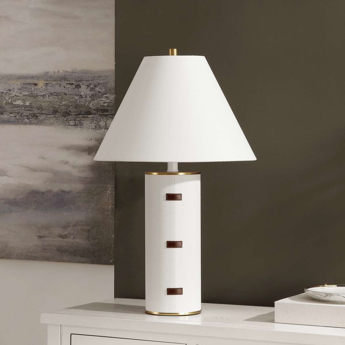 Flavie 26.5 Inch Table Lamp - White/Gold - Image 1