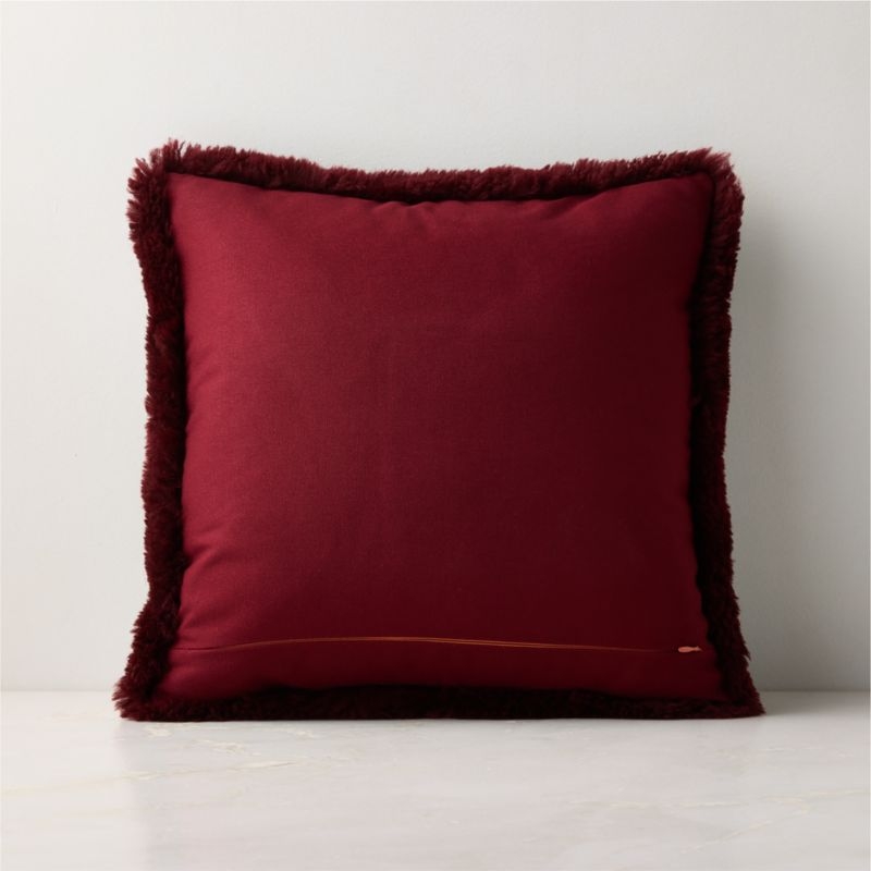 Roslin Burgundy Shearling Throw Pillow Cover 18" - Image 4
