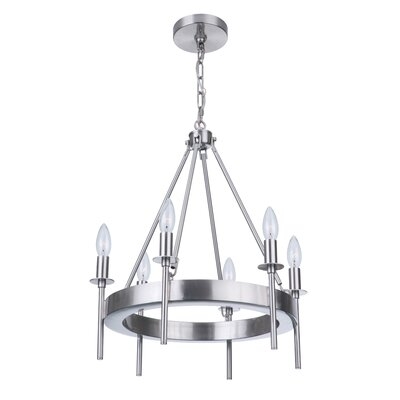 Anarely 6 - Light Candle Style Wagon Wheel Chandelier - Image 0