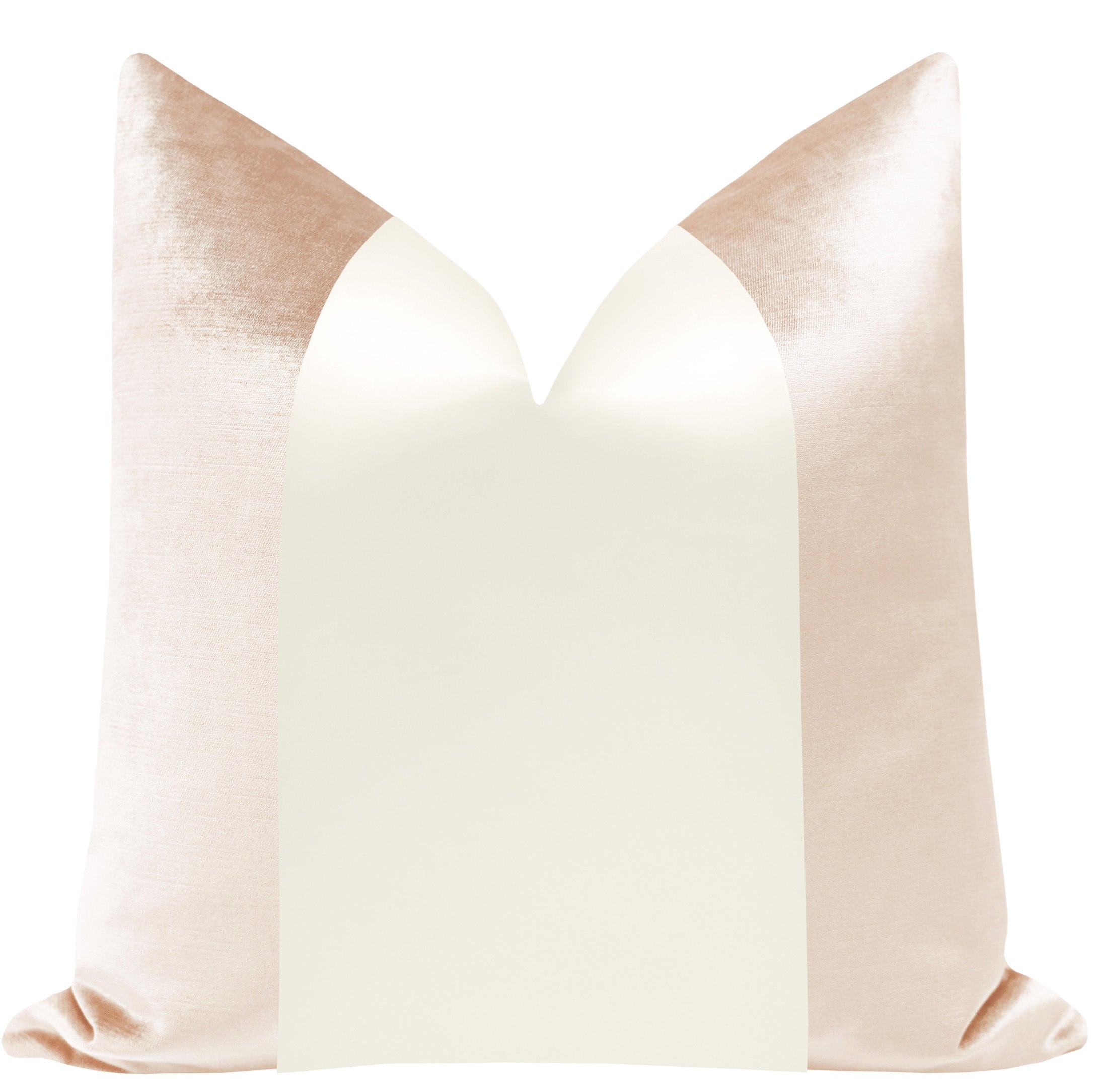 PANEL COLORBLOCK :: FAUX SILK VELVET // CAMEO + ALABASTER SILK - 20" X 30" QUEEN SHAM - Image 0