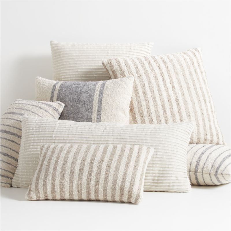 Persimmon 23"x23" Grey Stripe Outdoor Pillow by Leanne Ford - Image 2