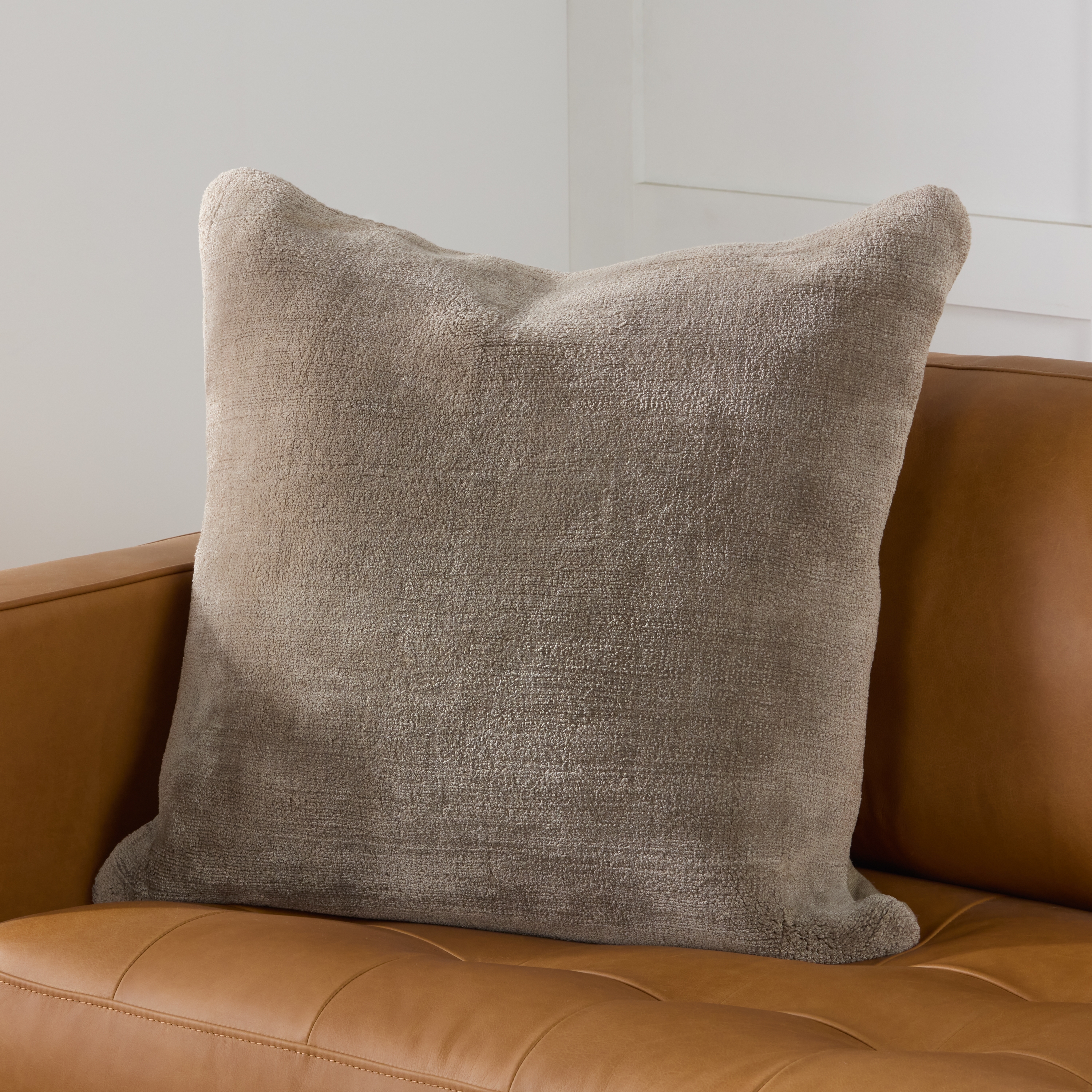 Illumine ALU02 Handmade Solid Gray Down Filled Pillow (24") - Image 3