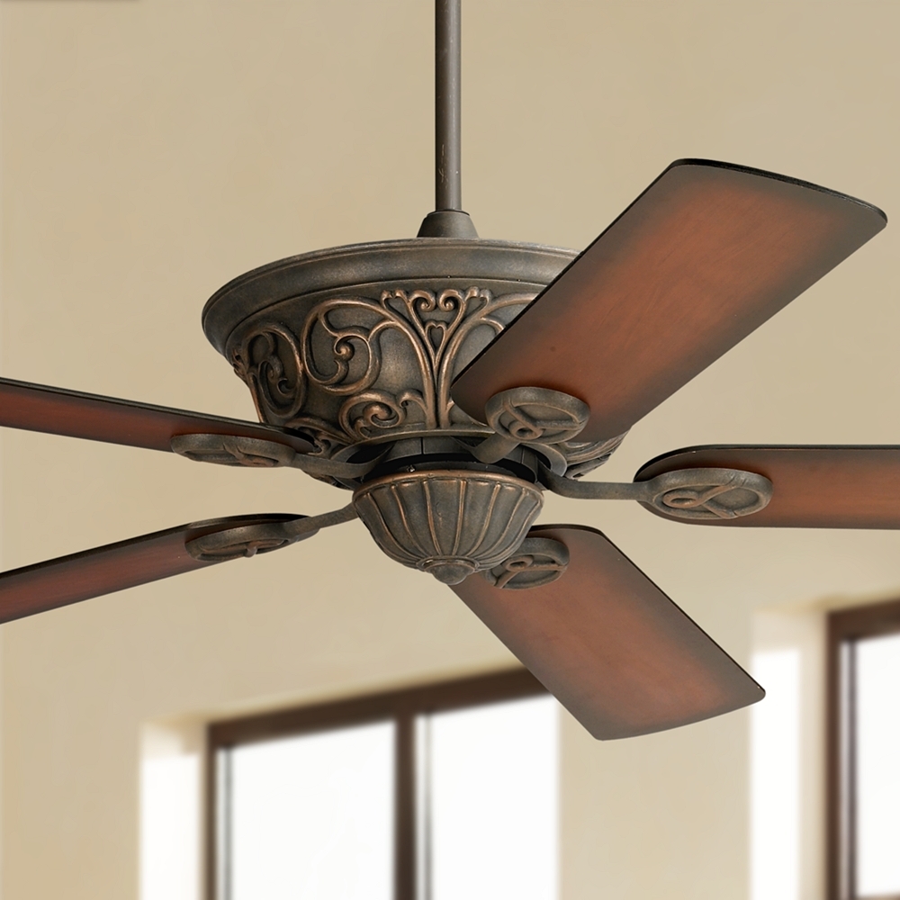 52" Casa Vieja Contessa Bronze 5-Blade Ceiling Fan with Pull Chain - Image 0