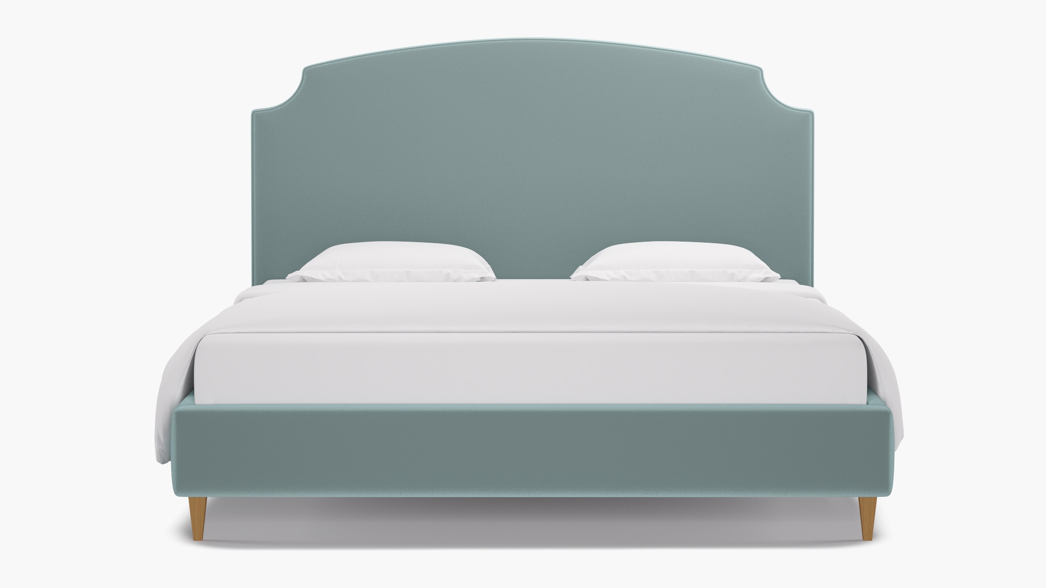 Cove Bed, Spa Performance Plush Velvet, Natural Square Tapered Leg, King - Image 0