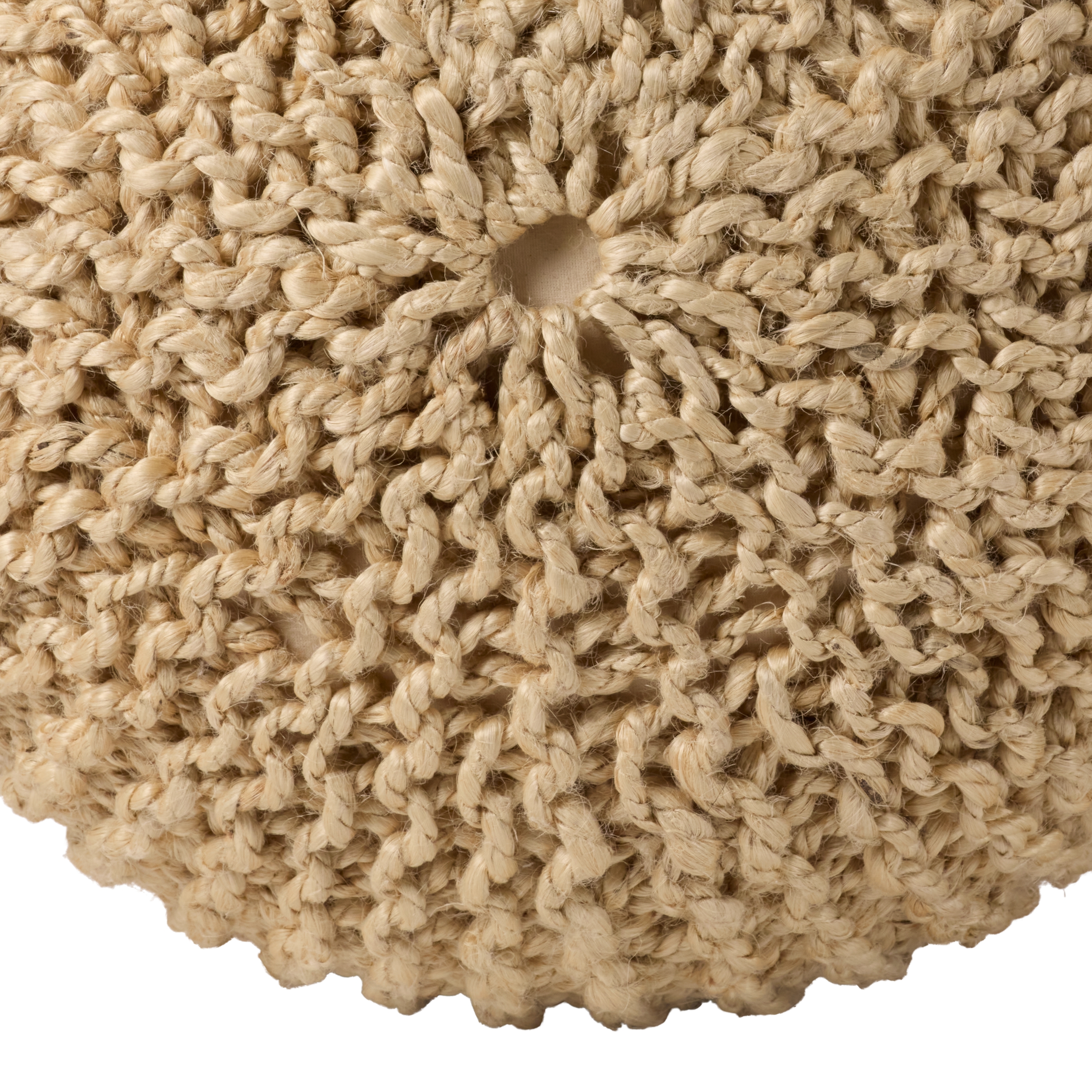 Vibe by Azene Handmade Solid Beige Cylinder Pouf - Image 1