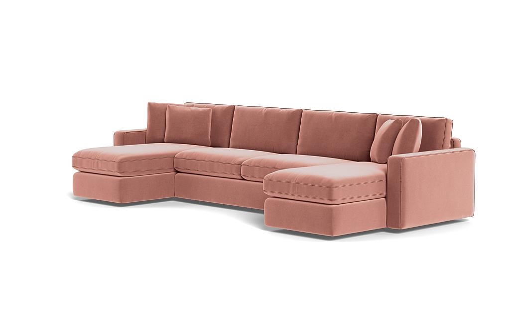 James 3-Piece 4-Seat U Chaise Sectional with Storage and Contrast Piping - Image 2