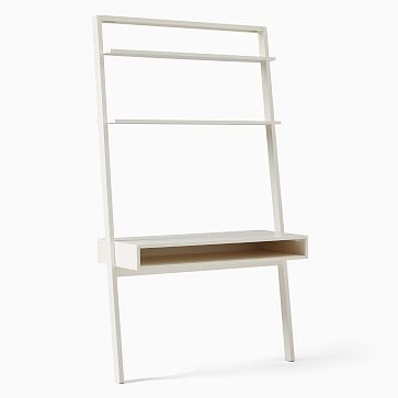 Ladder Shelf Storage Collection White Lacquer and Dark Mindi 44 Inch Wide Desk - Image 1