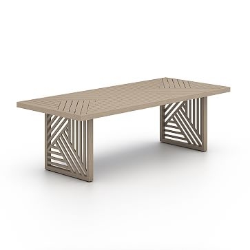 Linear Cutout Outdoor Dining Table,Teak,Brown - Image 0