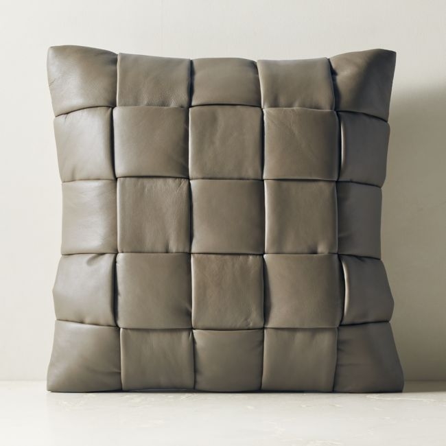 Jabas Sepia Brown Woven Leather Throw Pillow Cover 20"x20" - Image 0