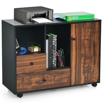 Lateral Mobile Filing Open Cabinet Large Printer Stand With 2 Drawers - Image 0