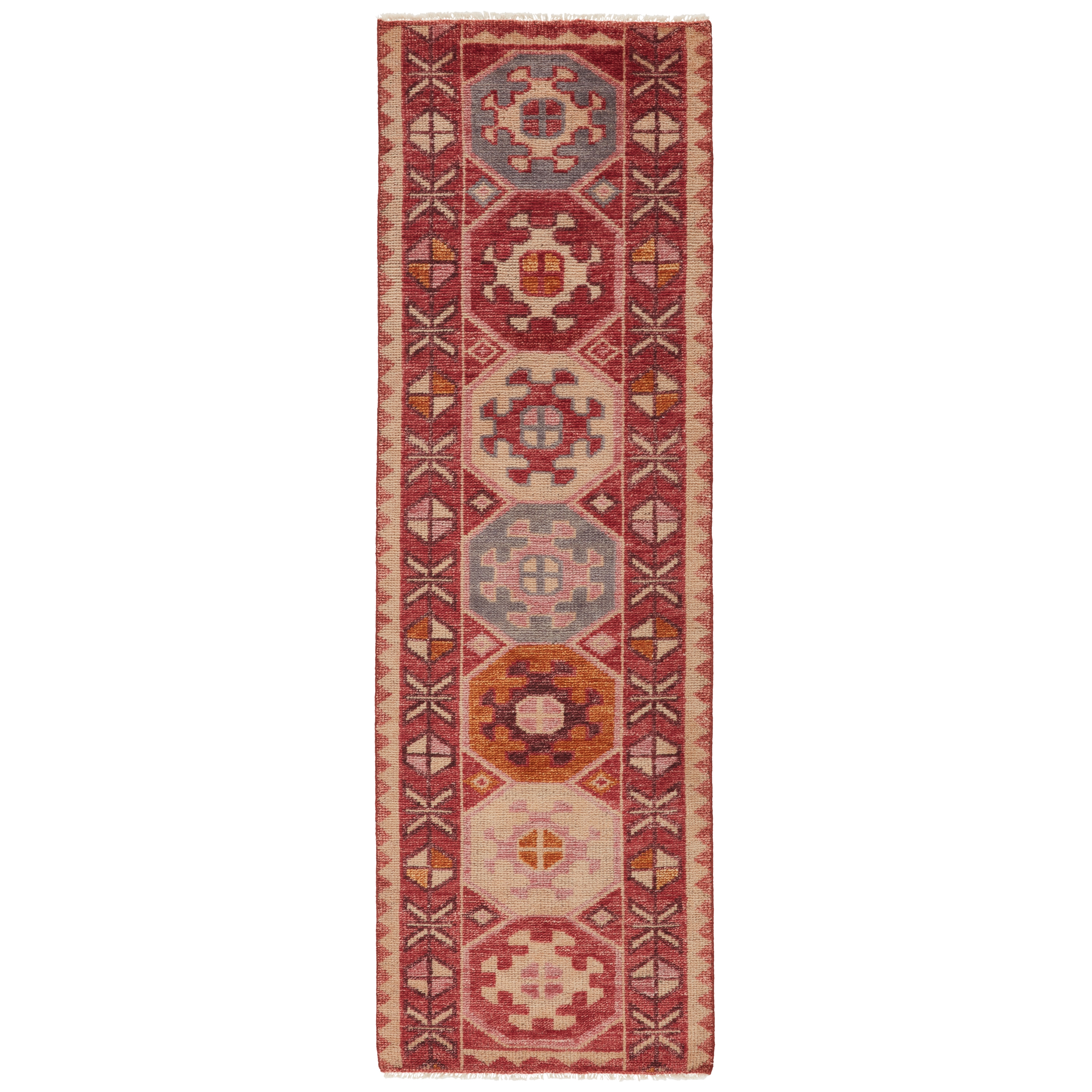 Zetta Hand-Knotted Medallion Pink/ Cream Area Rug  (8'X10') - Image 0