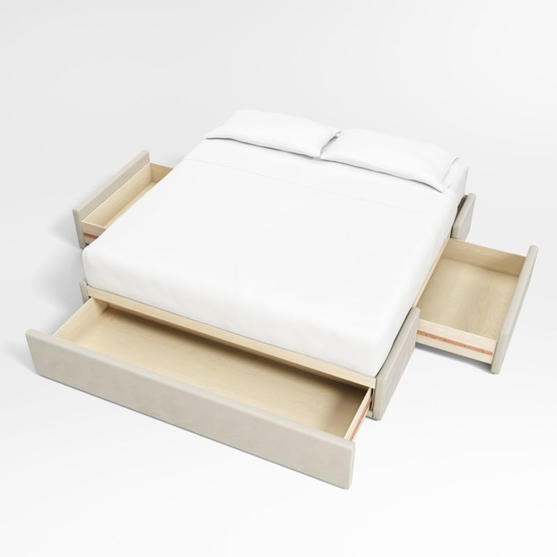 Lafayette 48" Beige Upholstered Queen Headboard with Storage Bed Base - Image 1
