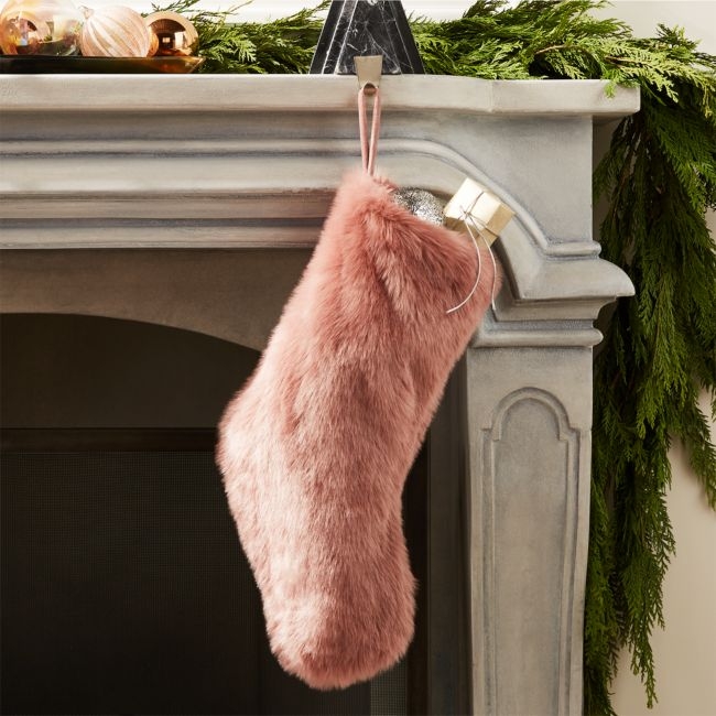 Faux Fur Dusty Rose Stocking - Image 0