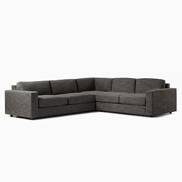 Urban 106" 3-Piece L-Shaped Sectional, Chenille Tweed, Pewter, Down Blend Fill - Image 2