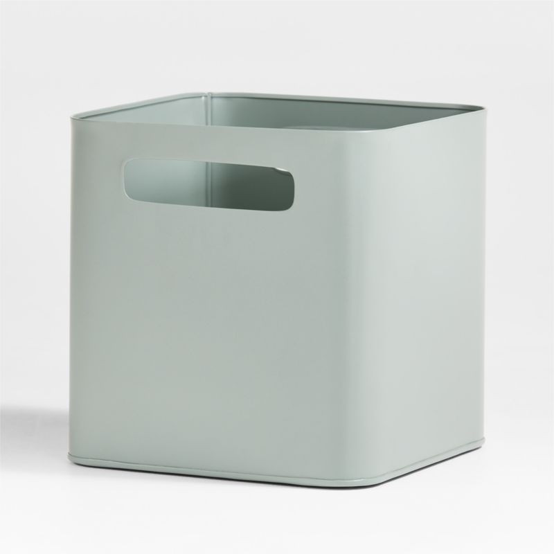 Outline Sage Green Metal Storage Bin with Handles - Image 5