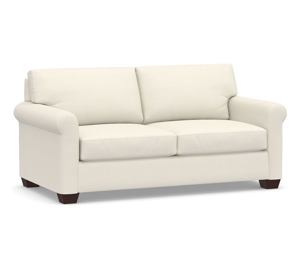 York Roll Arm Upholstered 72.5" Loveseat, Down Blend Wrapped Cushions, Textured Twill Ivory - Image 0