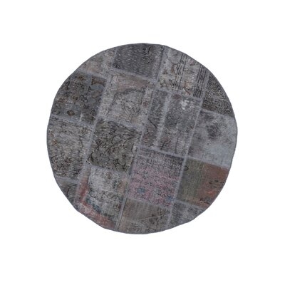 One-of-a-Kind Dorien Hand-Knotted 1970s 5'1" Round Area Rug in Gray - Image 0