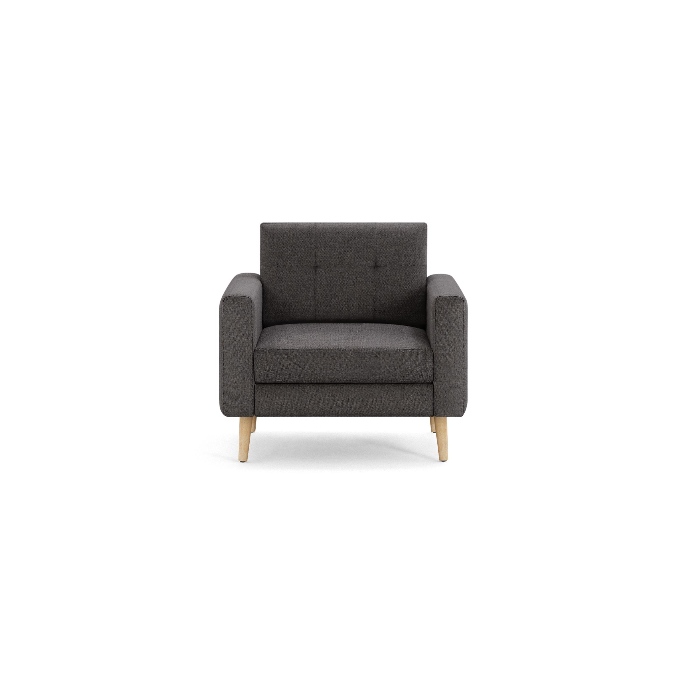 Nomad Armchair - Heather Charcoal - Performance Chenille / Oak - Wood / Block - Image 0