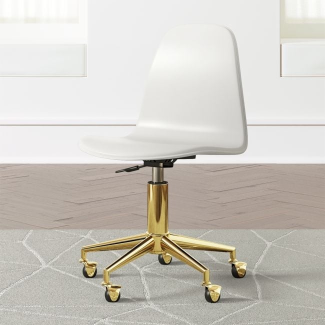Class Act White and Gold Kids Desk Chair - Image 0