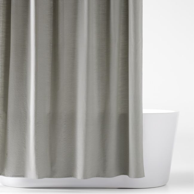 Organic Cotton Pebble Grey Seersucker Shower Curtain - Image 0