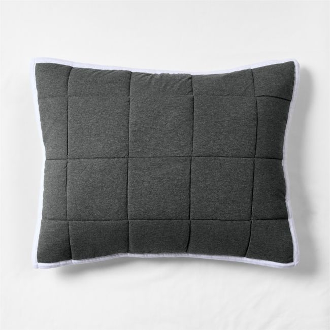 Comfy Tee Charcoal Reversible Organic Cotton Jersey Kids Pillow Sham - Image 0