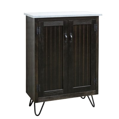 Pin Leg Display Hutch Cabinet, 2-Door, Espresso & White Top-Wood - Image 0