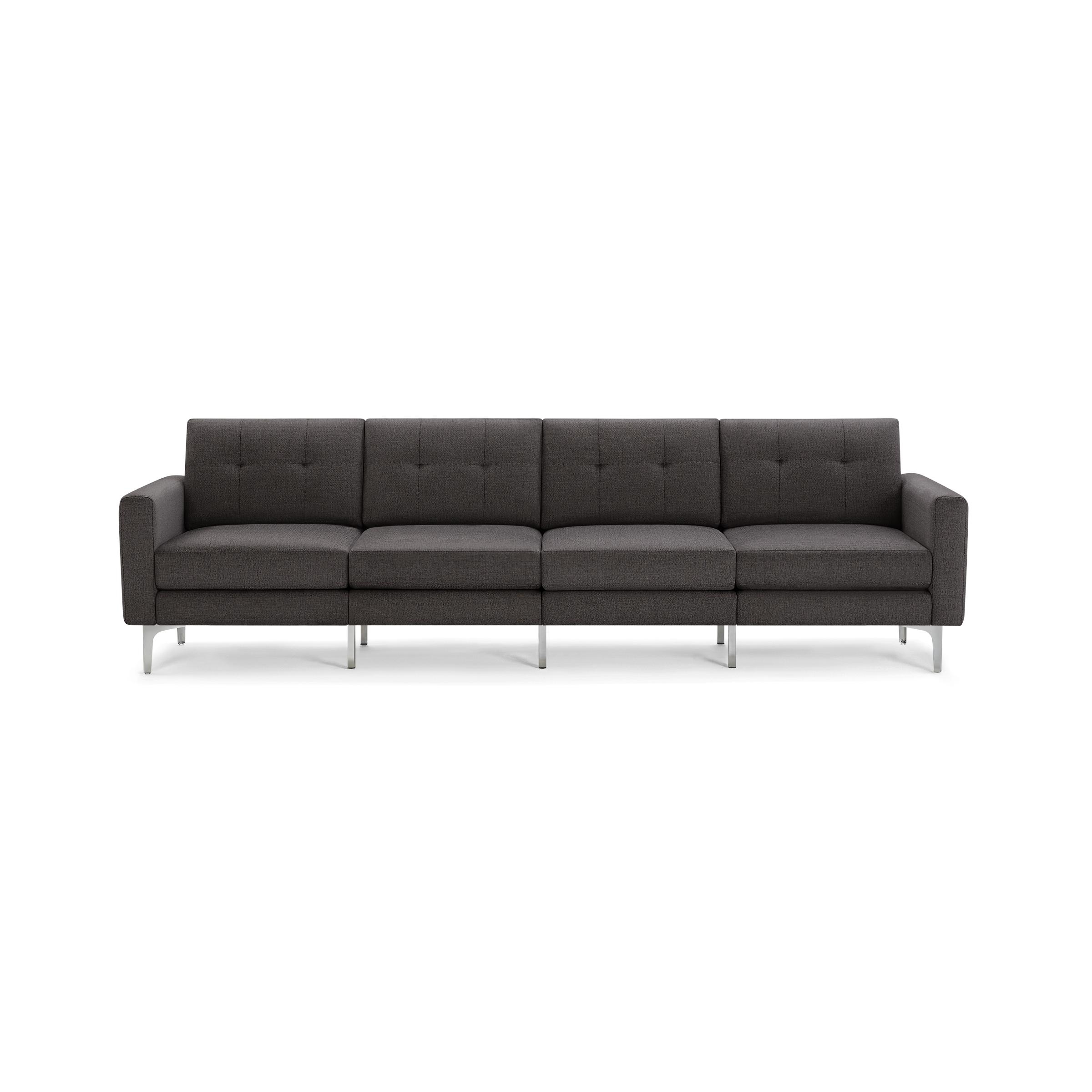 Nomad King Sofa - Heather Charcoal - Performance Chenille / Chrome - Metal / Block - Image 0