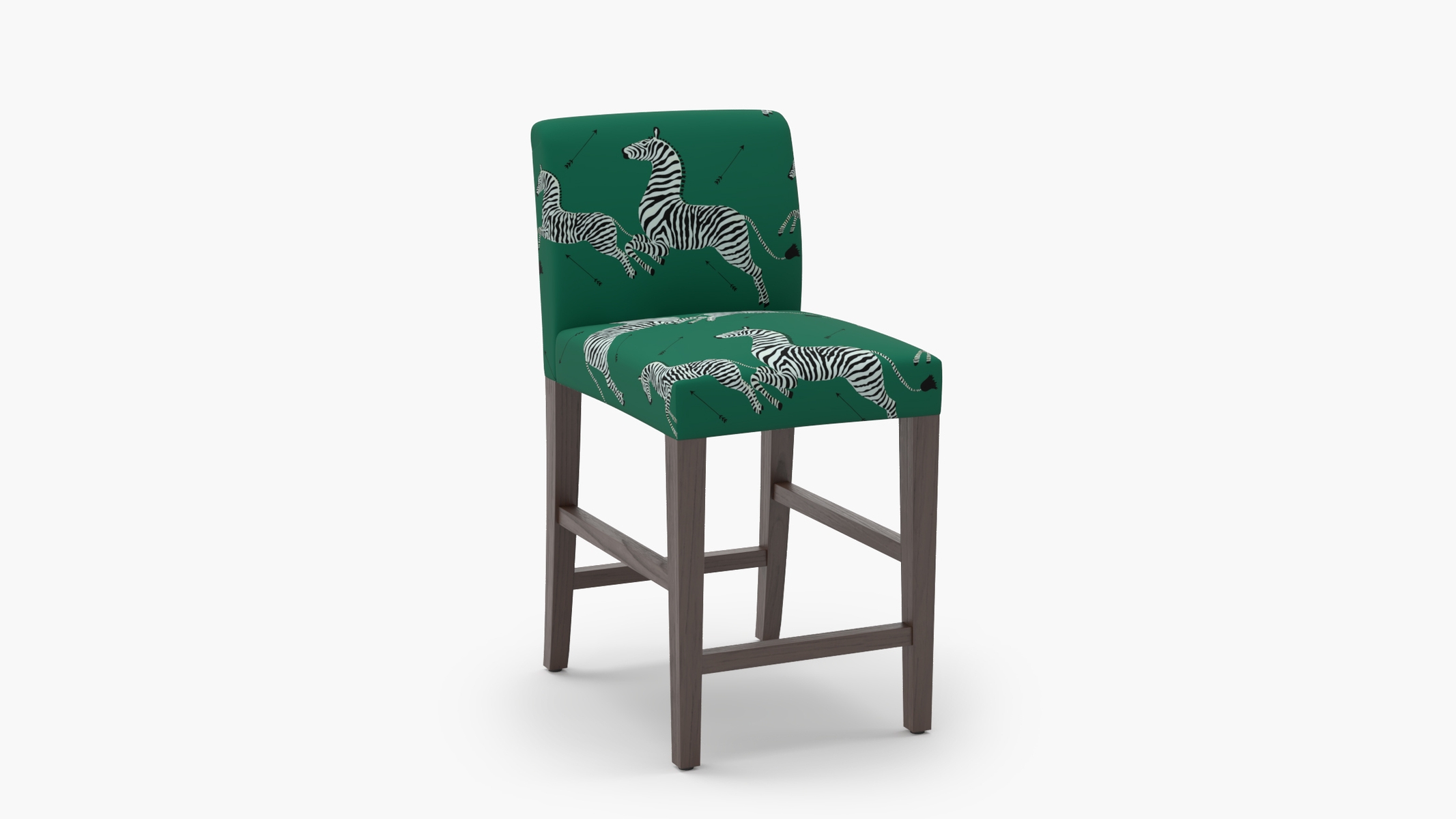 Signature Dining Counter Stool, Emerald Zebra, Espresso Square Tapered Leg - Image 1